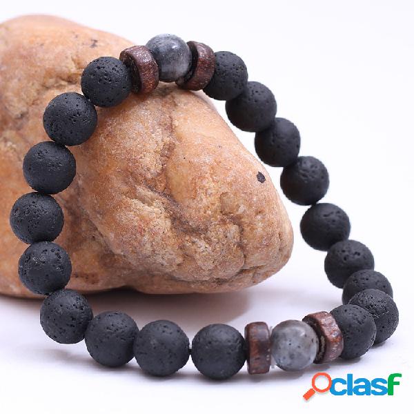 Pulseira de pedra vulcânica vintage com cercadura pulseira