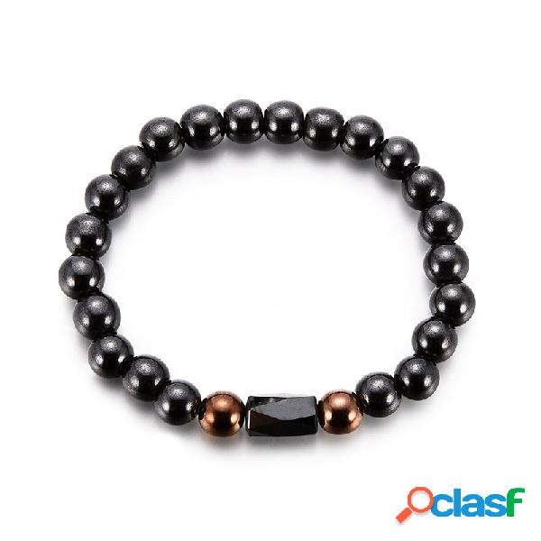 Pulseiras de contas Vintage Preto Gallstone Simples Oval