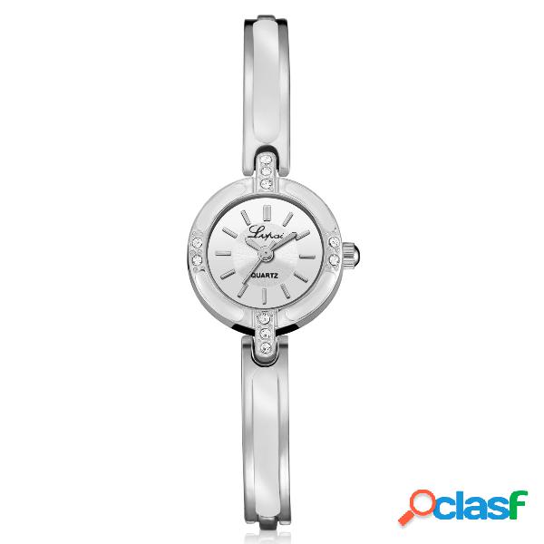 Relógio de cristal feminino com pulseira de diamante,