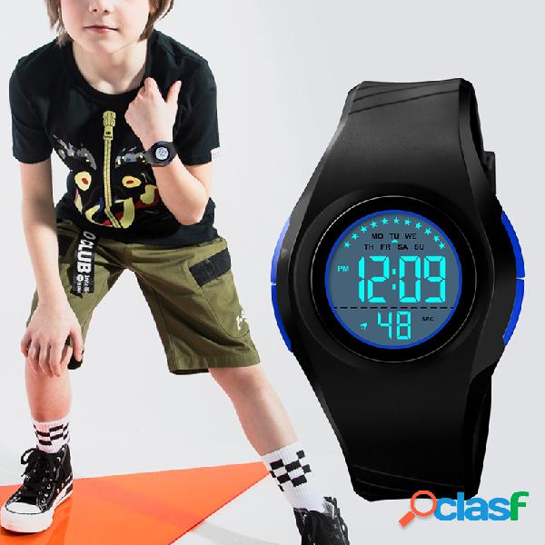 Relógio esportivo infantil com pulseira de PU alarme à