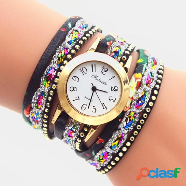 Relógio vintage Colorful com impressão multicamada de