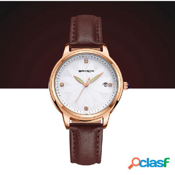 Relógios de quartzo na moda Rodada Dial Flor Numeral