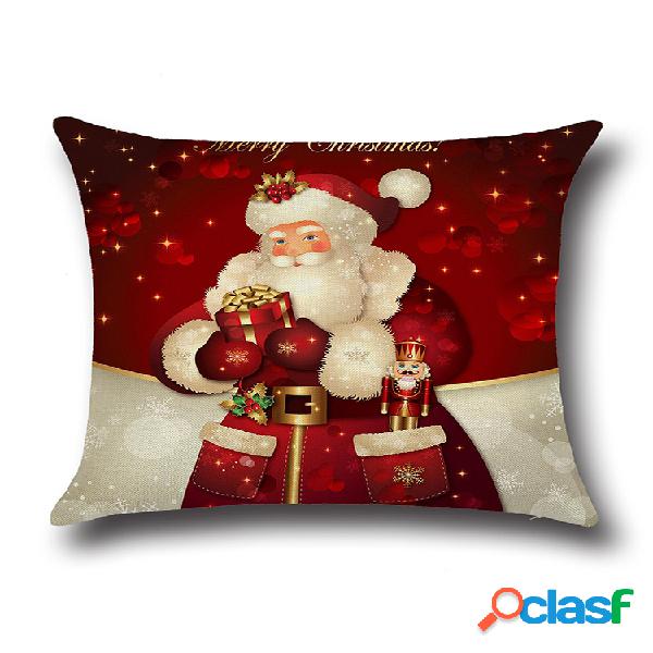 Retro Cartoon Christmas Santa estampada fronhas para sofá