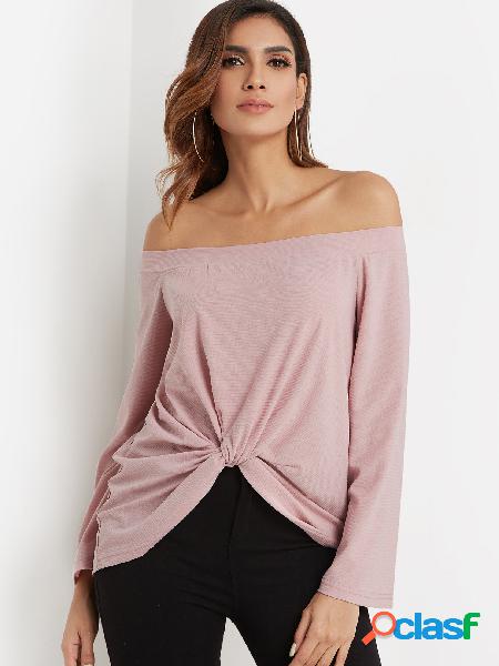 Rosa Off Shoulder Bell Sleeves Knot Front Tee