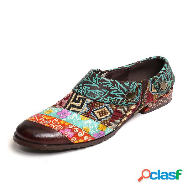 SOCOFY Colorful Flowers Geometric Padrão Costura sapatos
