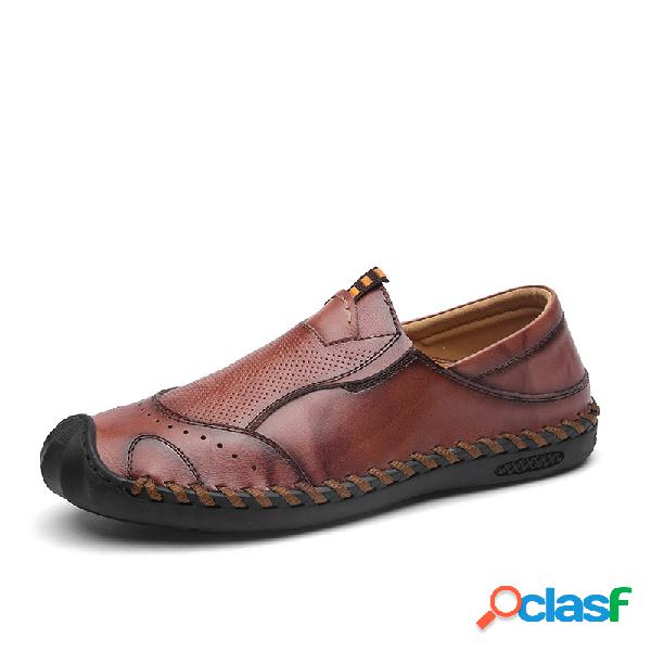 Sapatos baixos de couro de microfibra respirável masculino