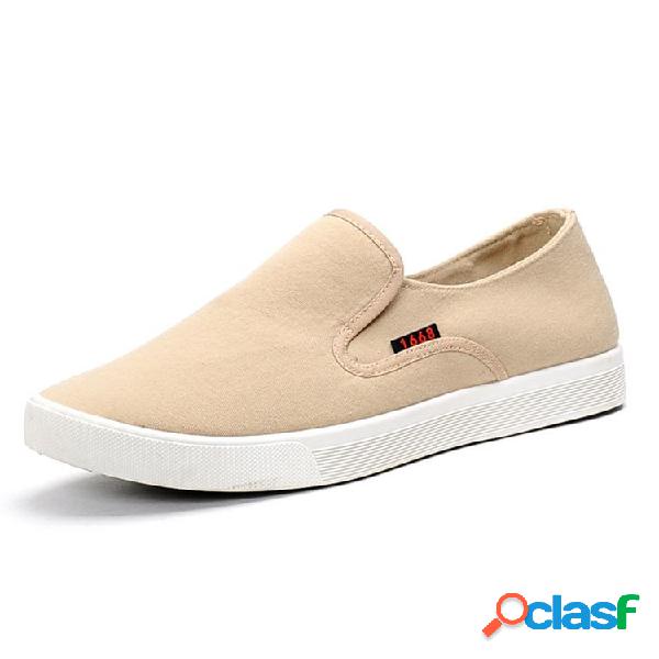 Sapatos de Tela Cor Pura salto plano Slip On Tênis Casual