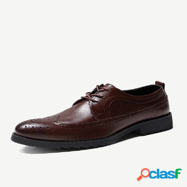 Sapatos formais casuais masculinos esculpidos em microfibra
