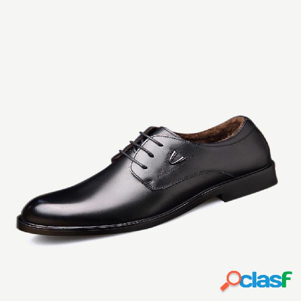 Sapatos formais casuais para homens com forro de pelúcia em