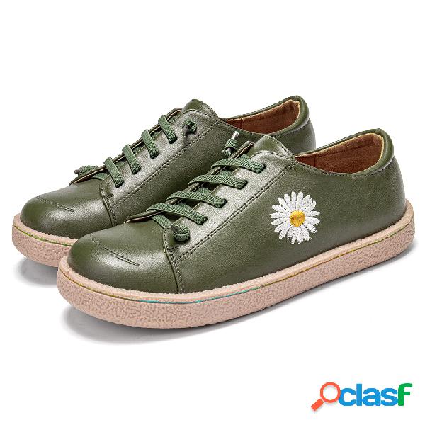 Sapatos rasos femininos com bordados confortáveis Daisy