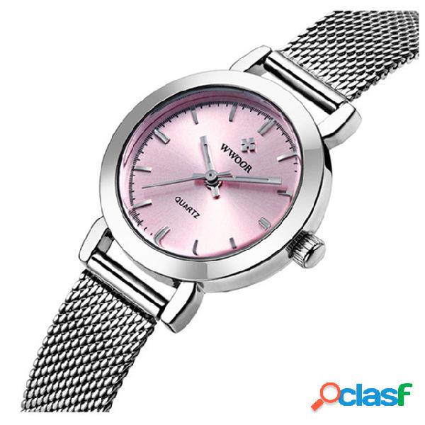 Simples Design elegante relógio de pulso feminino malha de