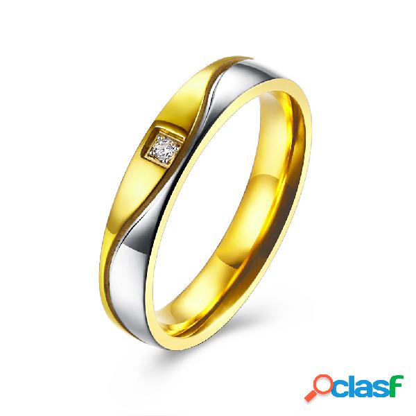 Sweet Couple Ring Zircon Anel de prata de ouro para mulheres