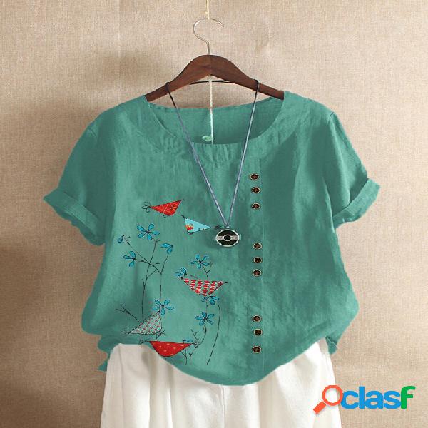 T-shirt com estampa de papagaio com estampa de papagaio de