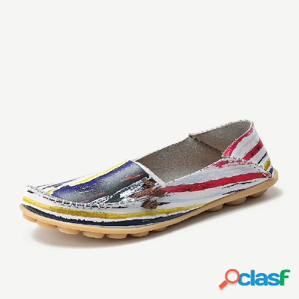 Tamanho grande Colorful Padrão Slip On Lazy Soft Sapatos