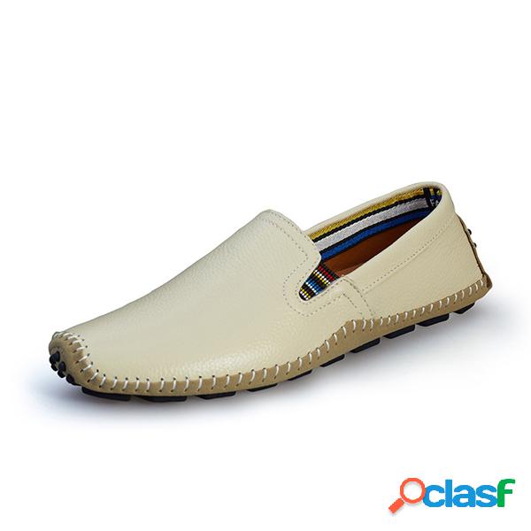 Tamanho grande masculino Soft mocassins de couro mocassins