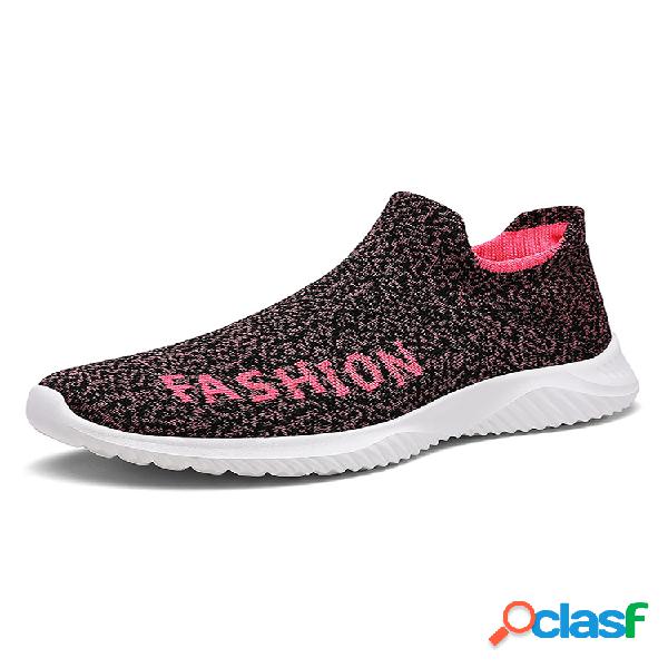 Tênis casual feminino carta Padrão de malha