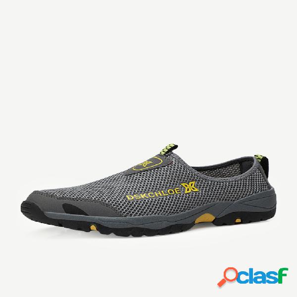 Tênis de malha masculina de malha ao ar livre slip on hikng