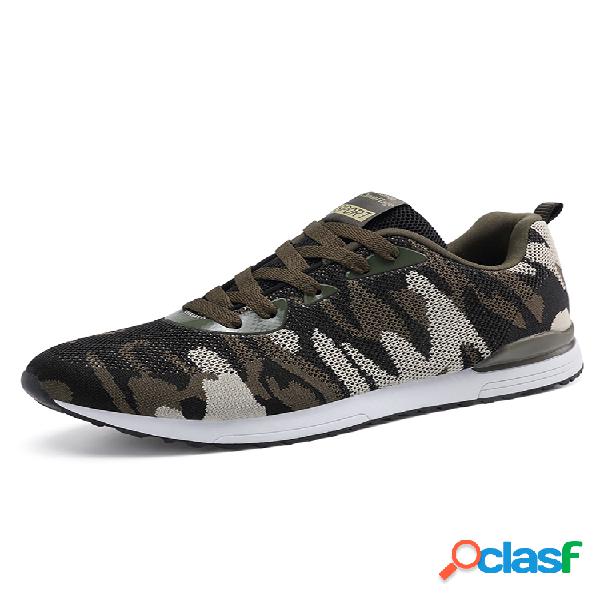 Tênis esportivo casual feminino camuflagem malha resistente