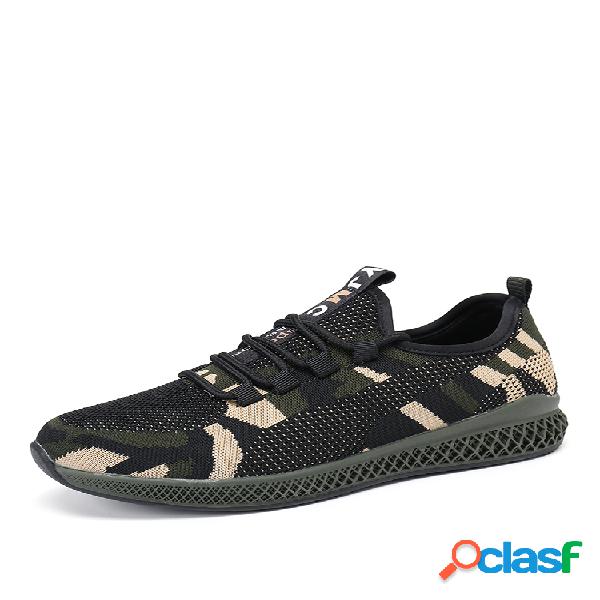 Tênis feminino casual conforto malha camuflagem