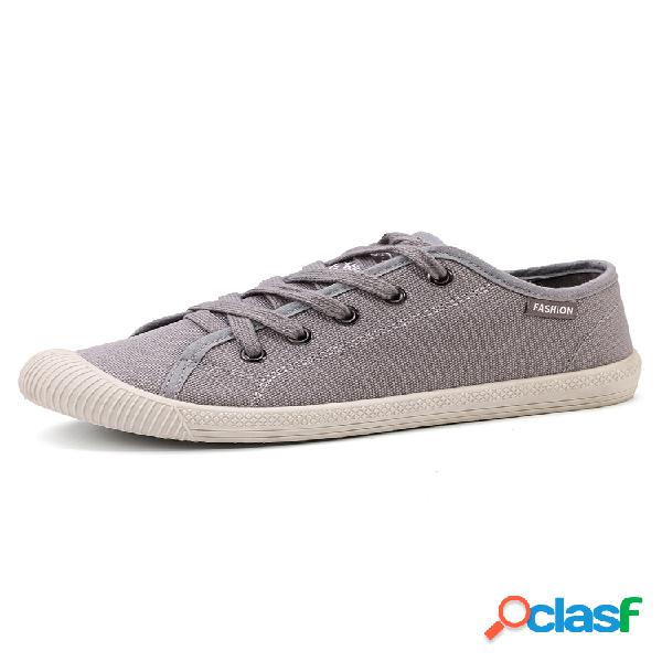 Tênis feminino de lona sólida Soft casual com cordões