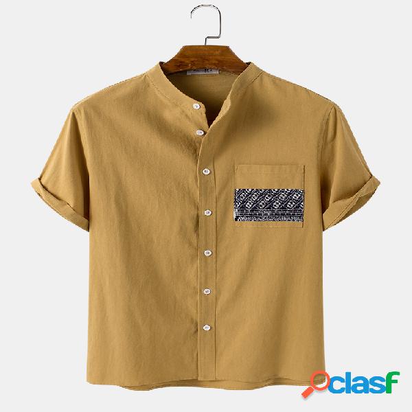 Tórax masculino étnico com estampa de bolso maciço casual