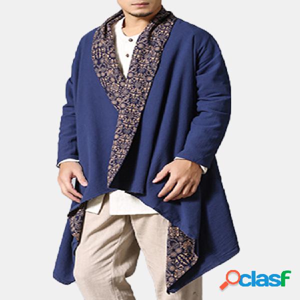 Trench coat wearable frente e verso de algodão dos homens