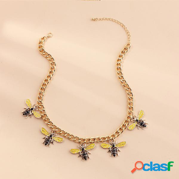 Trendy Metal Colar Bee Tassel Geométrico Estereoscópico