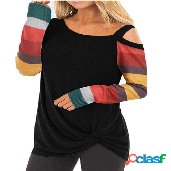 VENDA DE NATAL Multicolor Twist Striped One Camiseta de