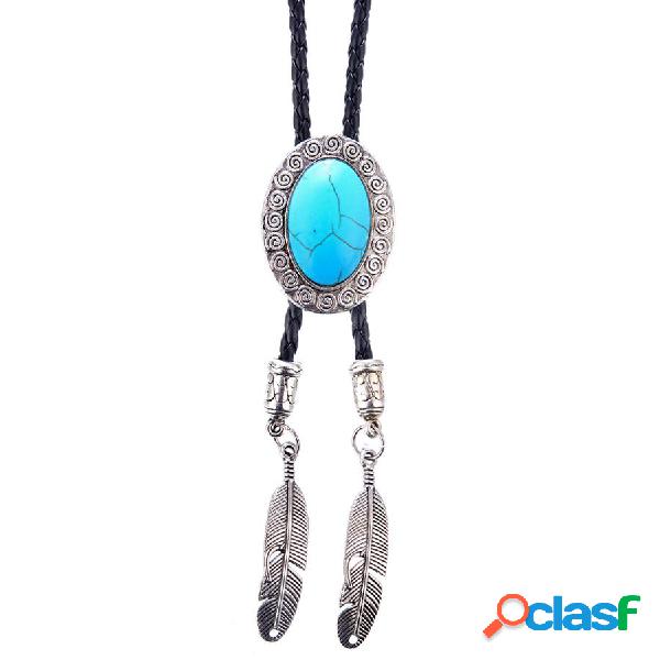 Vintage Bolo Laço de Borlas de Penas Corda de Cera