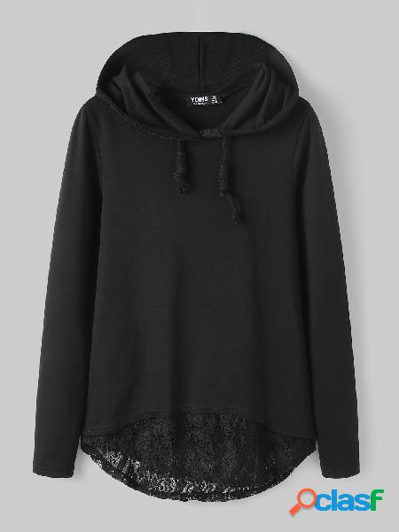 YOINS BASICS Black Tie-up Design Hoodie de mangas compridas