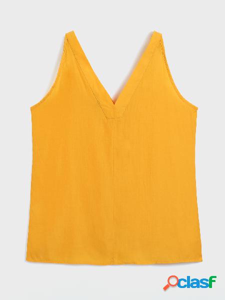 YOINS BASICS Camiseta de alças amarela com decote em V sem