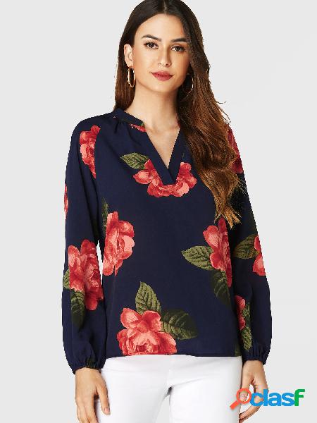 YOINS Blusa de mangas compridas com estampa floral