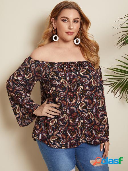 YOINS Plus Blusa de manga comprida tamanho Off The Shoulder