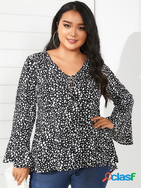 YOINS Plus Blusa de mangas compridas tamanho leopardo com