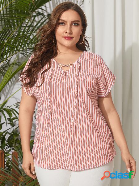 YOINS Plus Blusa de mangas curtas cruzadas com decote em V