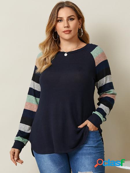 YOINS Plus T-shirt de mangas compridas multicoloridas com