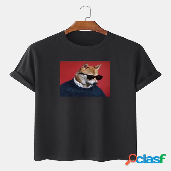 Óculos de sol masculinos Cachorro Padrão Camisetas de