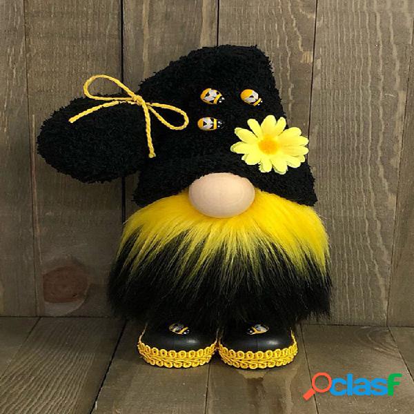 1 PC Bee Festival Faceless Creative Gnome Boneca Casal Elfo