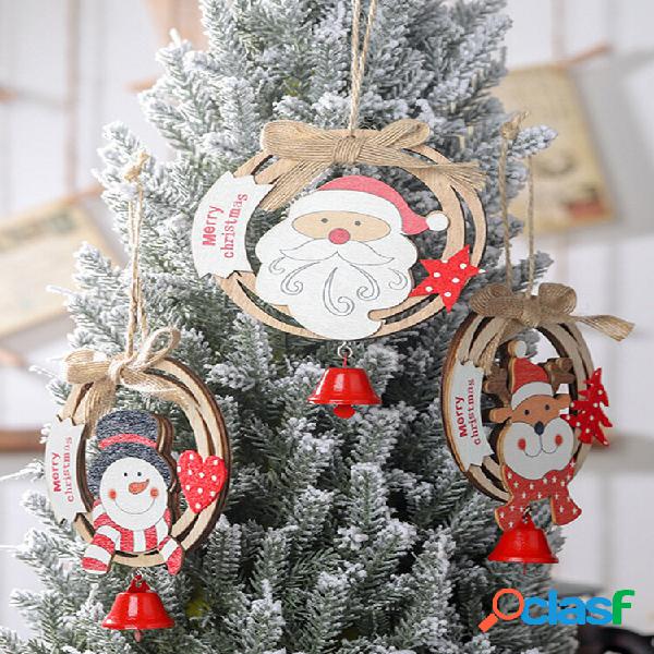 1 Pc Coroa de Natal de Madeira Pingente Arco Criativo Com