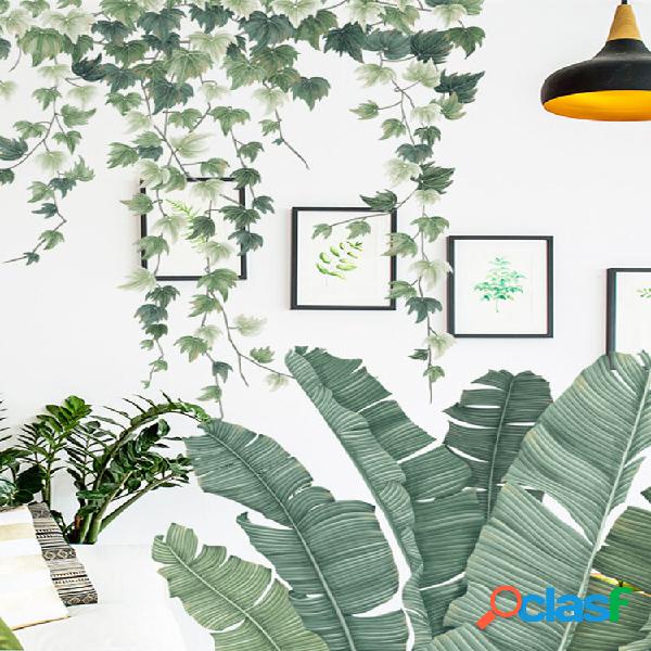 1 pc adesivos de parede com folhas verdes para casa, quarto,