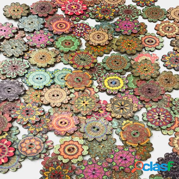 100 unidades de flores estilo retro de madeira flor antiga