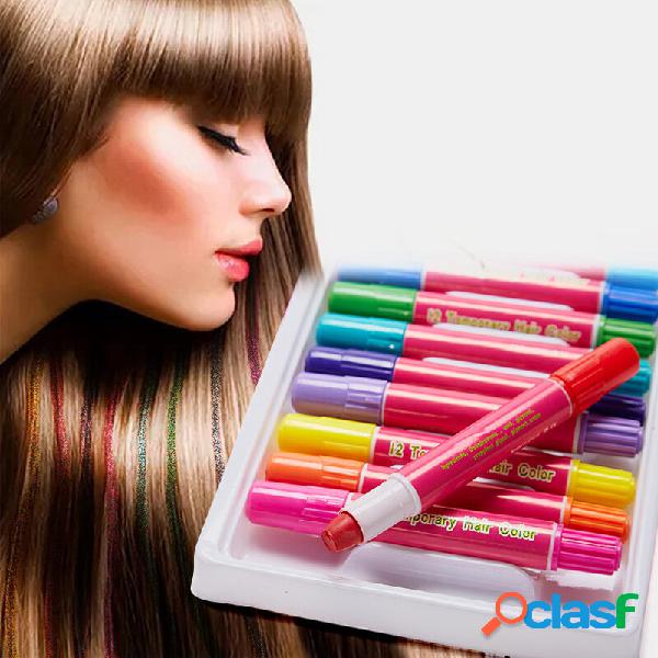 12 cores temporário Cabelo Dye Crayon Set Party Cosplay DIY