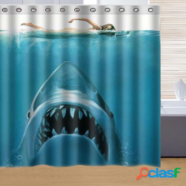 150x180cm Tubarão Submarino Jaws Tema Poliéster Cortina De