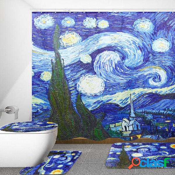 180x180cm The Starry Night Padrão Banheiro Cortinas de