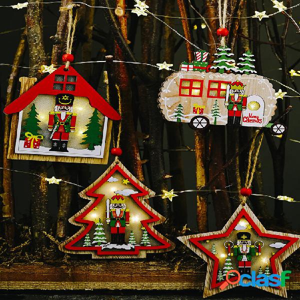 1Pc Enfeites de Natal Soldados de madeira de nogueira com