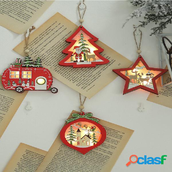 1pc enfeites de natal com pingentes de madeira ocos leves