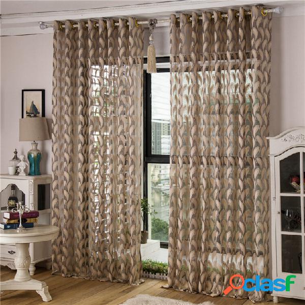 2 Painel Jacquard Feather Painted Sheer Tulips Cortinas