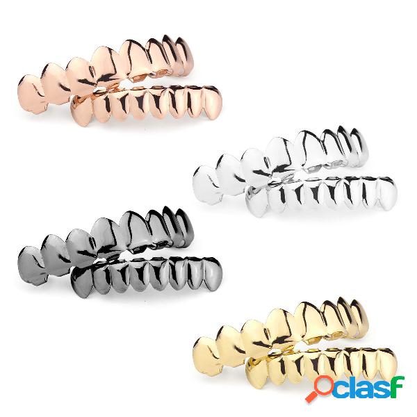 2 Pcs Banhado A Prata de Ouro Conjunto de Dentes Grill