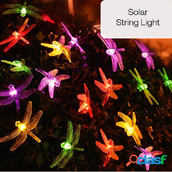 20 LED Dragonfly luzes coloridas String luz solar Powered