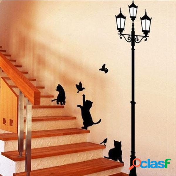 23x40CM Lâmpada Cat Adesivos de parede Home Stairs Sticker